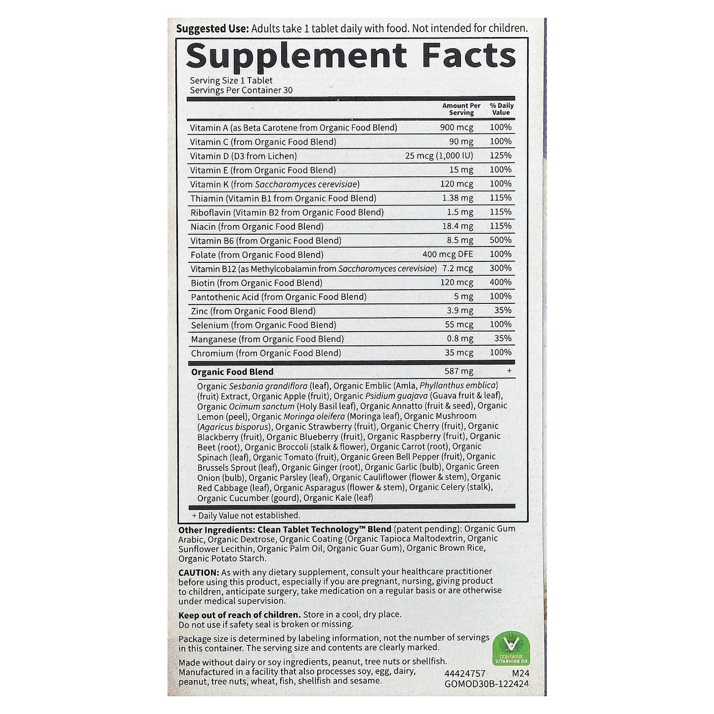 Garden of Life, Organics, Men's Once Daily, 30 Vegan Tablets