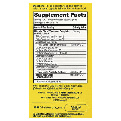 Renew Life, Women's Complete, Ultimate Flora™ Probiotic, 30 Delayed Release Vegan Capsules