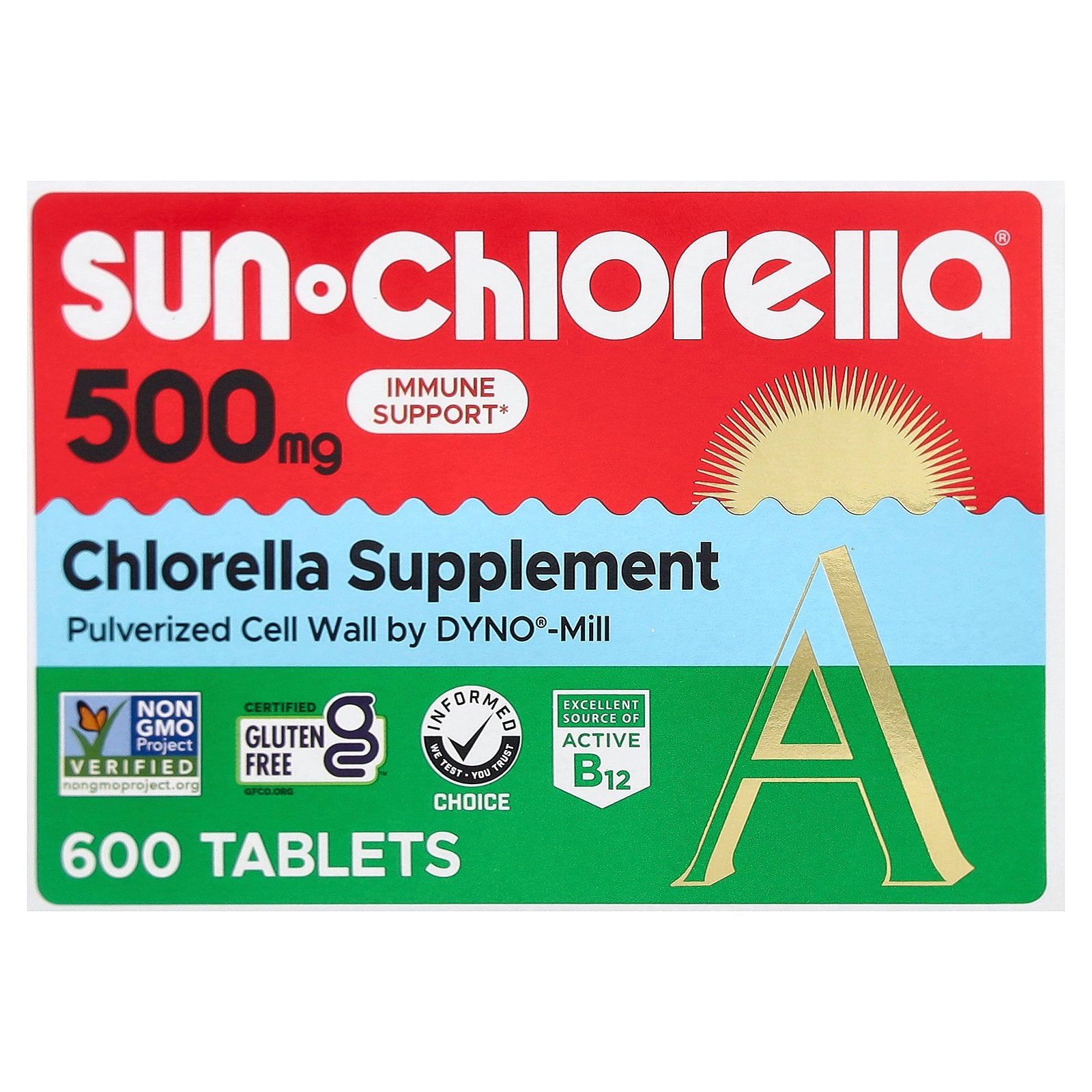 Sun Chlorella, Chlorella Supplement, 500 mg, 600 Tablets