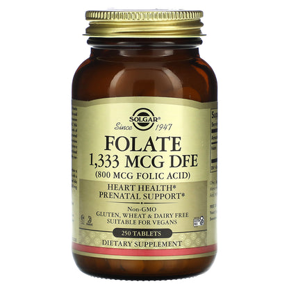 Solgar, Folate, 1,333 mcg DFE, 250 Tablets