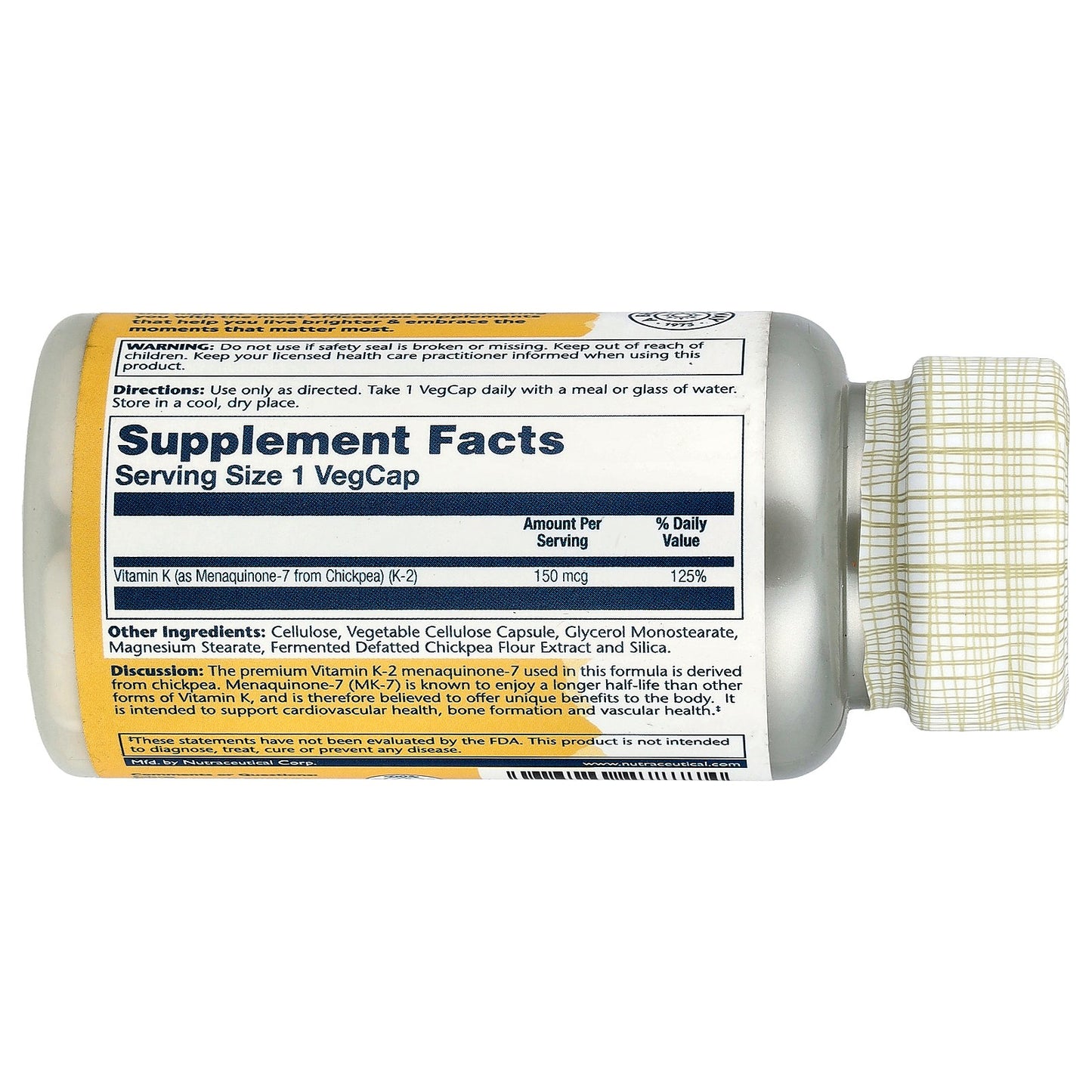 Solaray, Triple Strength, Vitamin K-2 Menaquinone-7, 150 mcg, 30 VegCaps