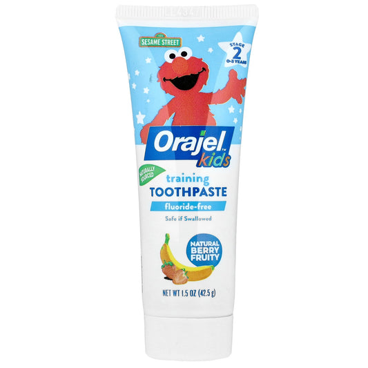 Orajel, Kids, Elmo Training Toothpaste, Fluoride-Free, 0-3 Years, Natural Berry Fruity, 1.5 oz (42.5 g)