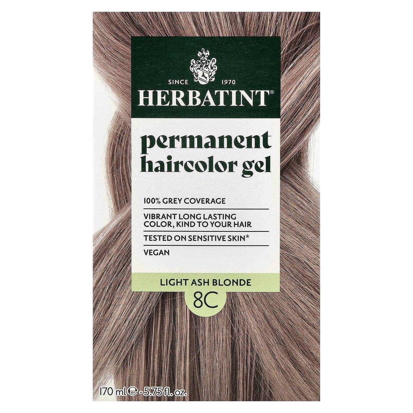 Herbatint, Permanent Haircolor Gel, 8C Light Ash Blonde, 5.75 fl oz (170 ml)
