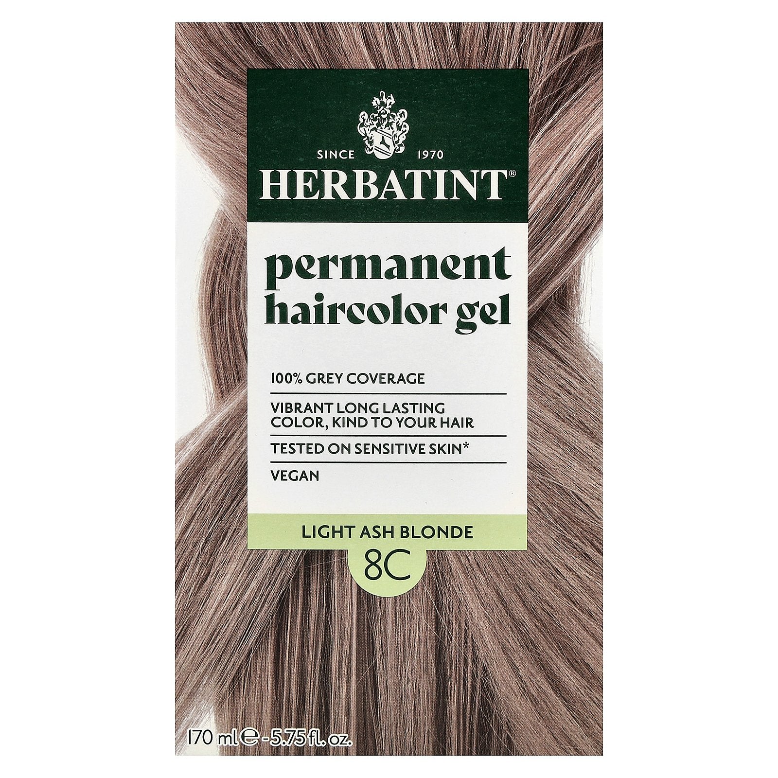 Herbatint, Permanent Haircolor Gel, 8C Light Ash Blonde, 5.75 fl oz (170 ml)