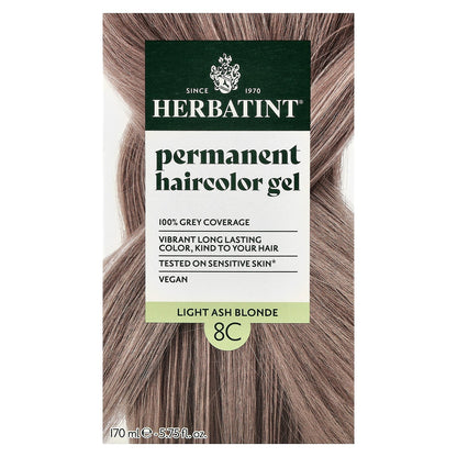 Herbatint, Permanent Haircolor Gel, 8C Light Ash Blonde, 5.75 fl oz (170 ml)