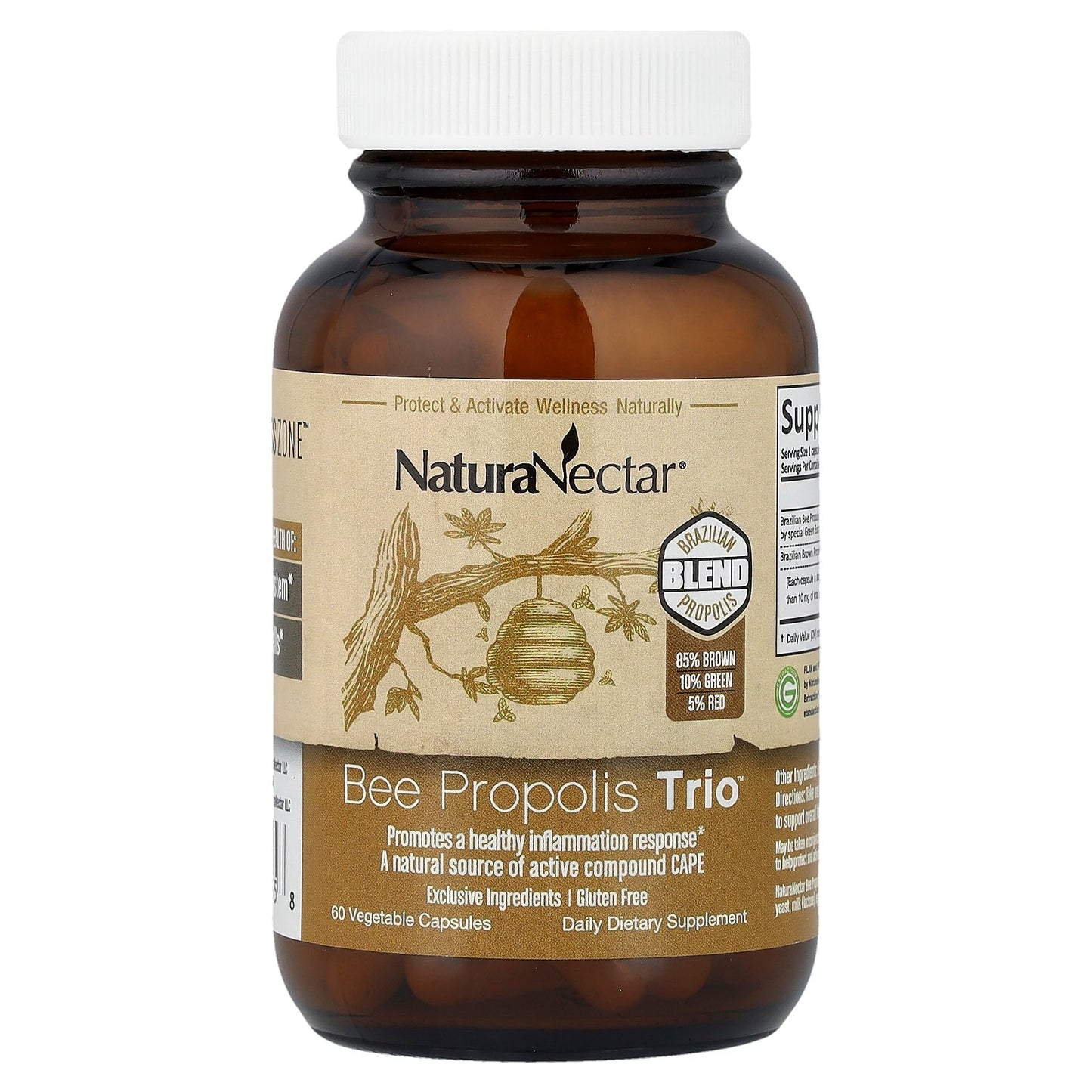 NaturaNectar, Bee Propolis Trio™, 60 Vegetable Capsules