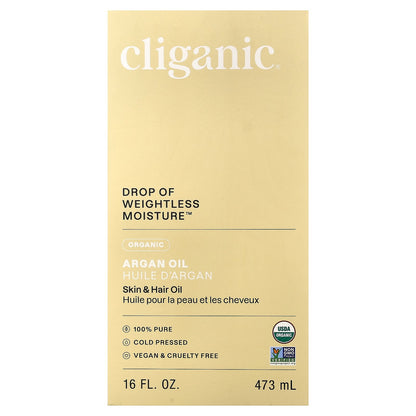 Cliganic, Drop of Weightless Moisture™, Organic Argan Oil, 16 fl oz (473 ml)