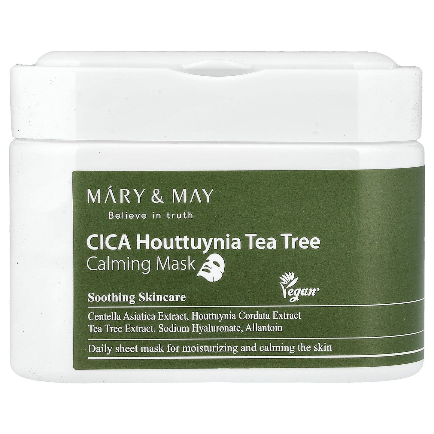 Mary & May, CICA Houttuynia Tea Tree Calming Beauty Mask, 30 Sheets, 14.1 oz (400 g)