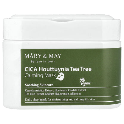 Mary & May, CICA Houttuynia Tea Tree Calming Beauty Mask, 30 Sheets, 14.1 oz (400 g)