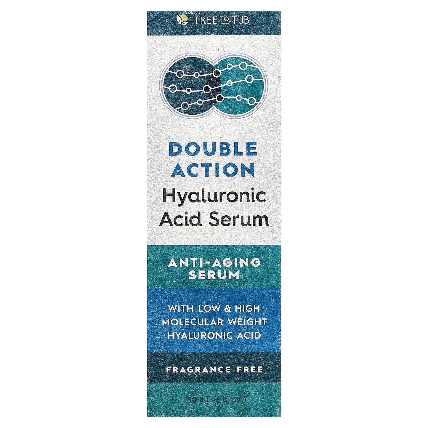 Tree To Tub, Double Action Hyaluronic Acid Serum, Fragrance Free, 1 fl oz (30 ml)