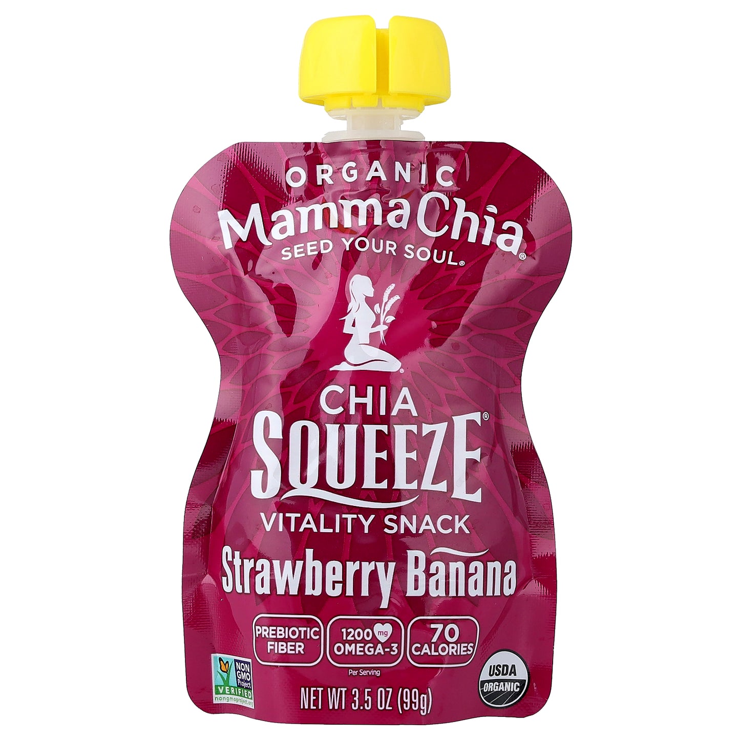 Mamma Chia, Organic Chia Squeeze® Vitality Snack, Strawberry Banana, 4 Pack, 3.5 oz (99 g) Each