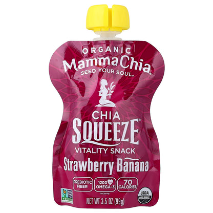 Mamma Chia, Organic Chia Squeeze® Vitality Snack, Strawberry Banana, 4 Pack, 3.5 oz (99 g) Each