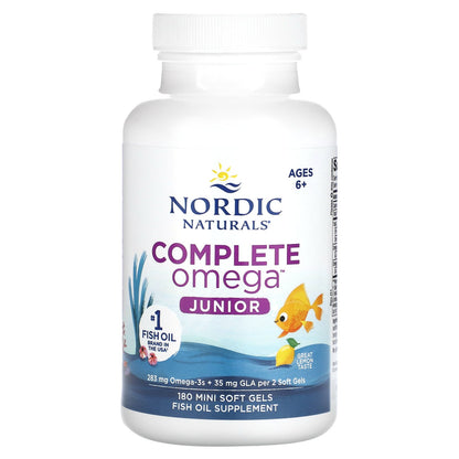 Nordic Naturals, Complete Omega Junior, Ages 6+, Lemon, 180 Mini Soft Gels