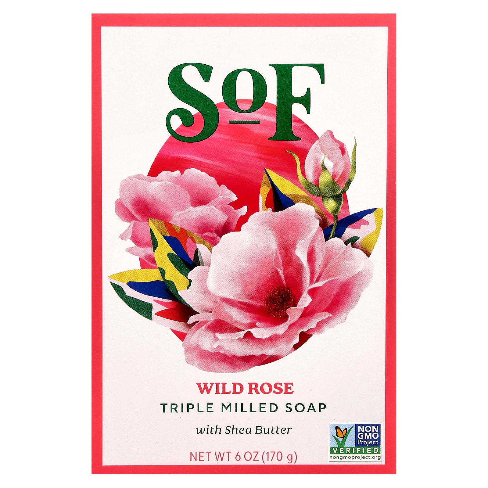 SoF, Triple Milled Bar Soap with Shea Butter, Wild Rose, 6 oz (170 g)
