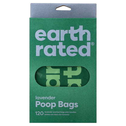 Earth Rated, Dog Poop Bags With Handles, Lavender, 120 Handle Bags