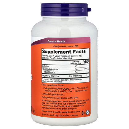 NOW Foods, Certified Organic D-Mannose Pure Powder, 6 oz (170 g)