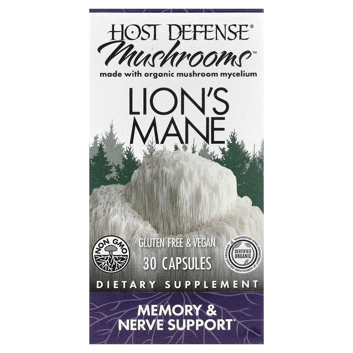 Host Defense, Mushrooms™, Lion's Mane, 30 Capsules (0.5 g per Capsule)