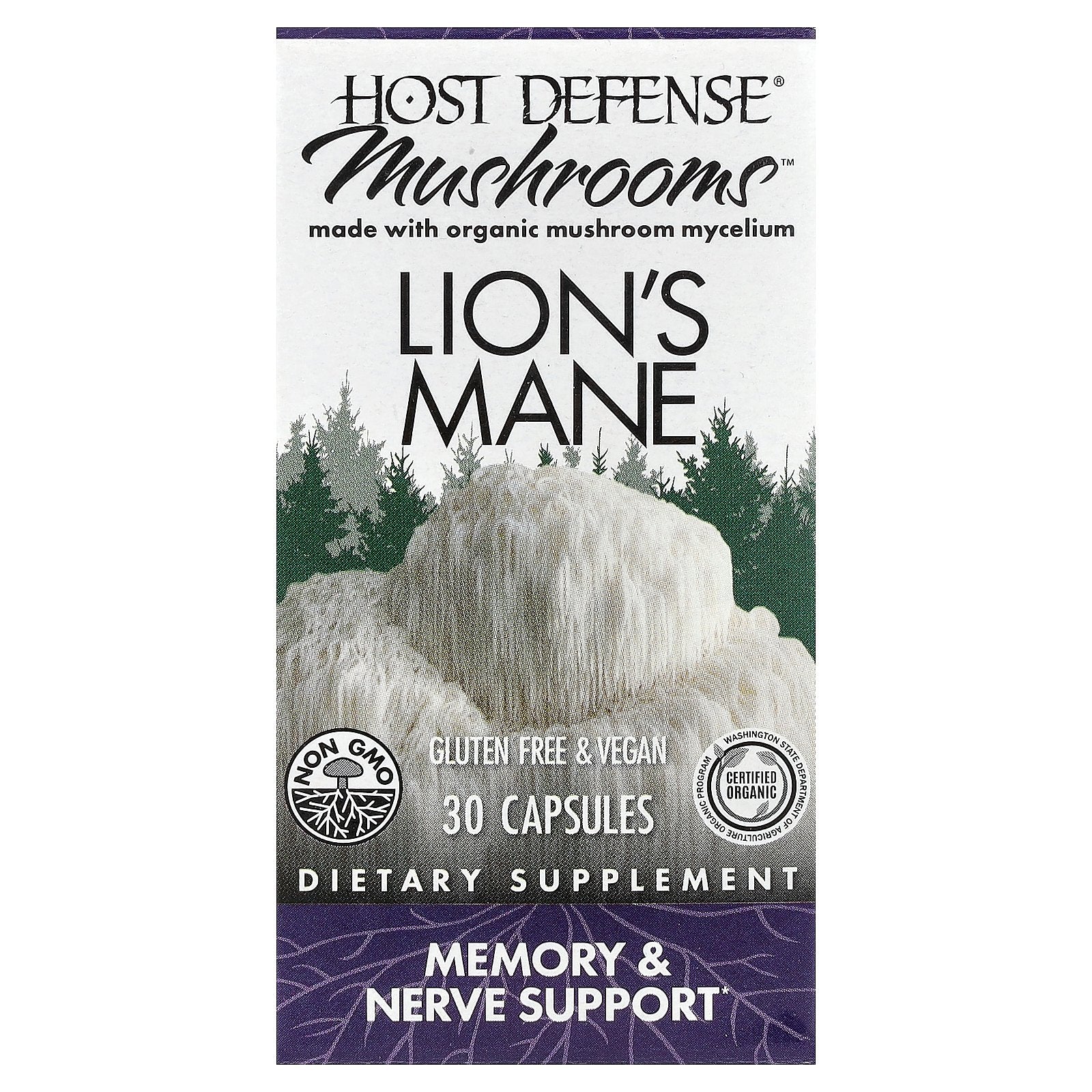 Host Defense, Mushrooms™, Lion's Mane, 30 Capsules (0.5 g per Capsule)