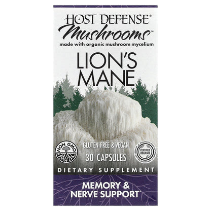 Host Defense, Mushrooms™, Lion's Mane, 30 Capsules (0.5 g per Capsule)