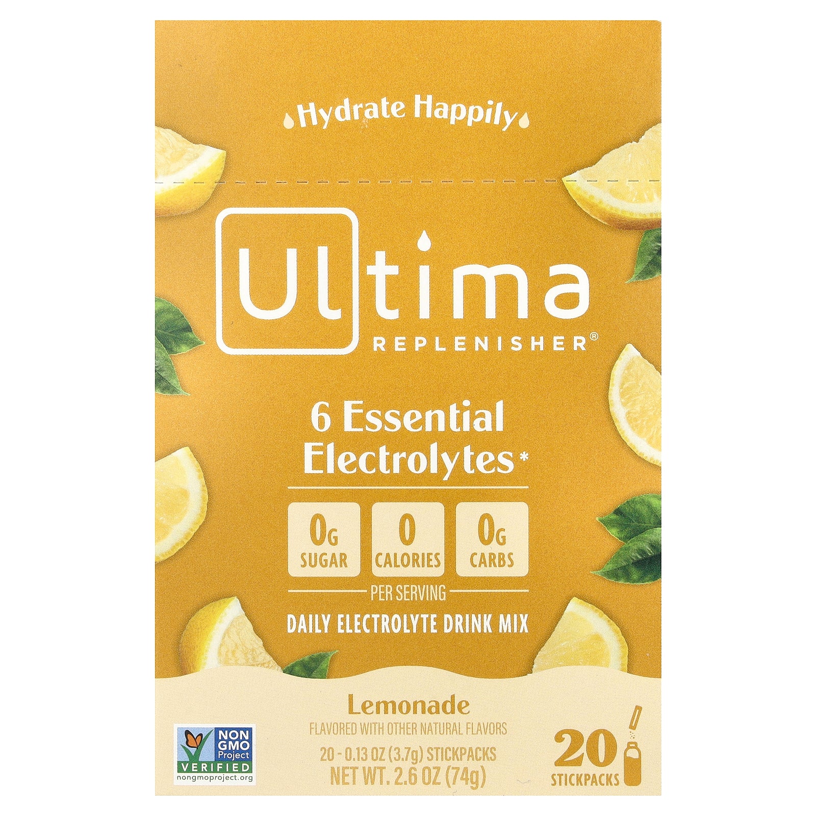 Ultima Replenisher, Daily Electrolyte Drink Mix, Lemonade, 20 StickPacks, 0.13 oz (3.7 g) Each