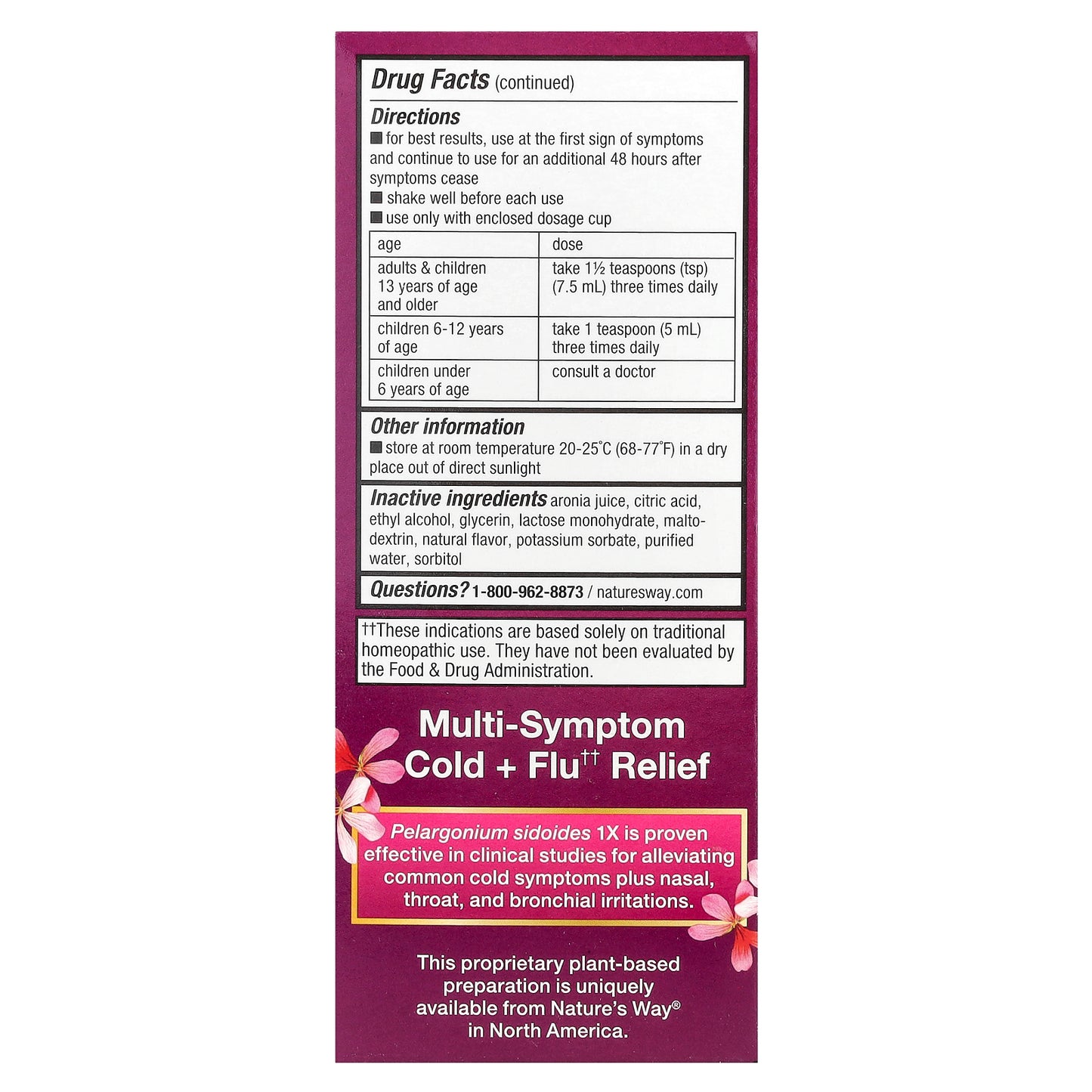 Nature's Way, Umcka®, Cold + Flu Relief, Ages 6+, Berry, 4 fl oz (120 ml)