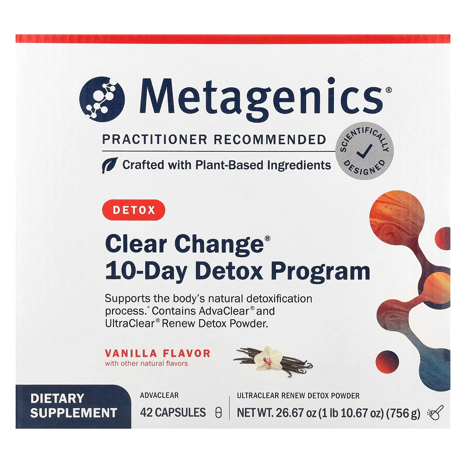 Metagenics, Clear Change, 10-Day Metabolic Detoxification Program, Vanilla, 3 Piece Set