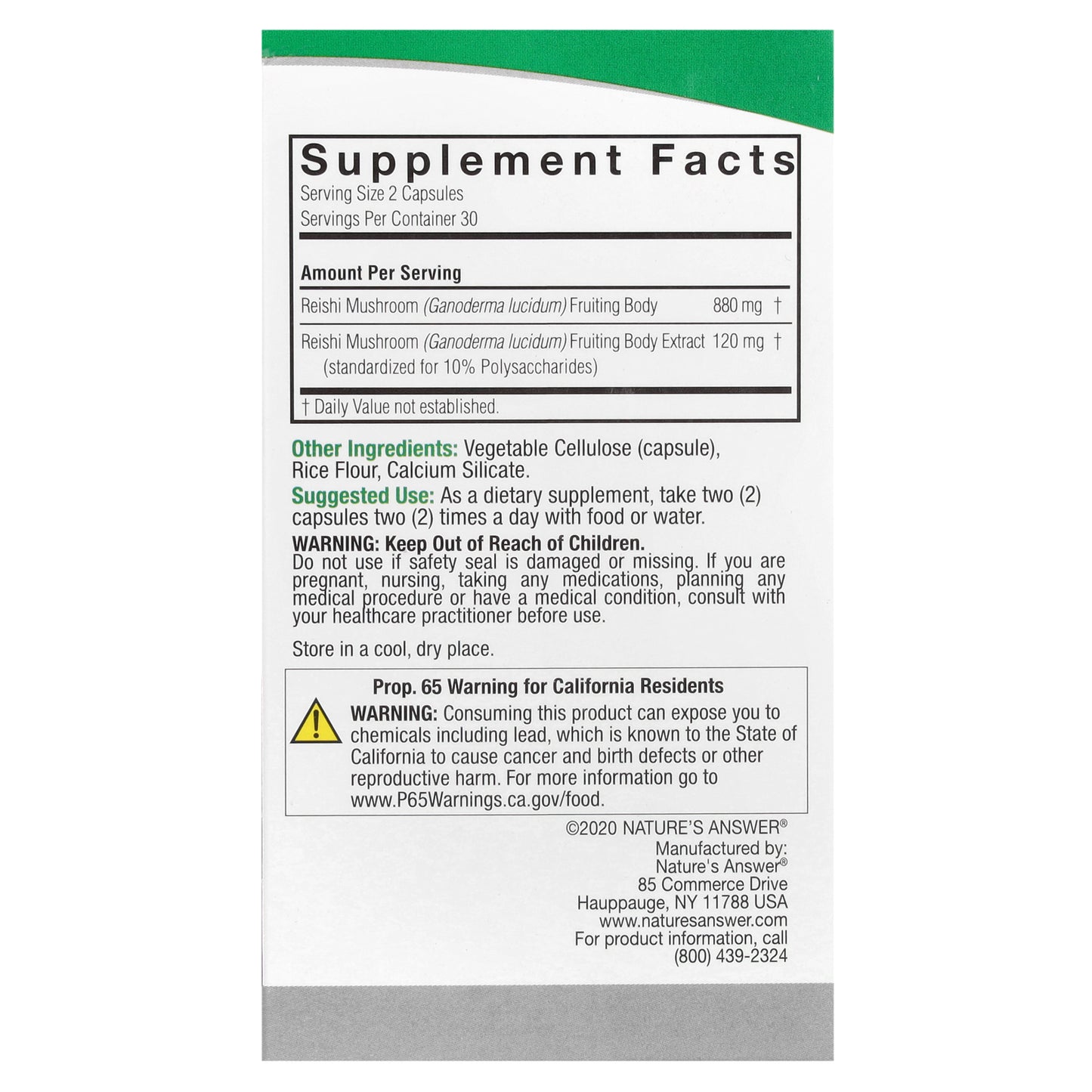 Nature's Answer, Reishi, 60 Vegetarian Capsules (500 mg per Capsule)