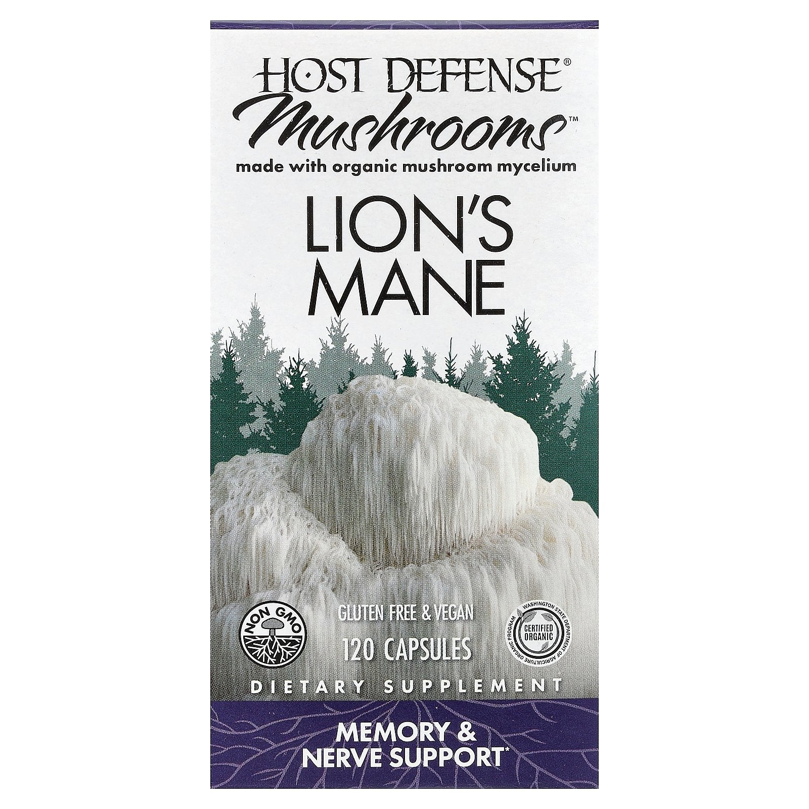 Host Defense, Mushrooms™, Lion's Mane, 120 Capsules (0.5 g per Capsule)