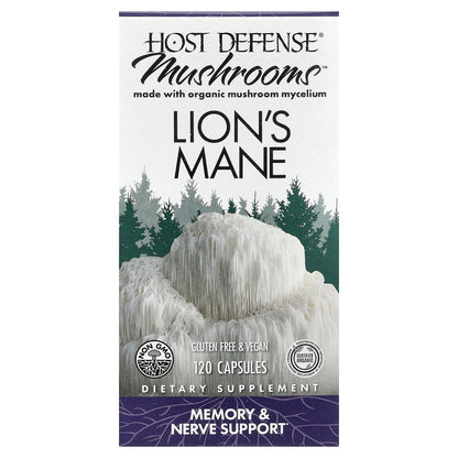 Host Defense, Mushrooms™, Lion's Mane, 120 Capsules (0.5 g per Capsule)