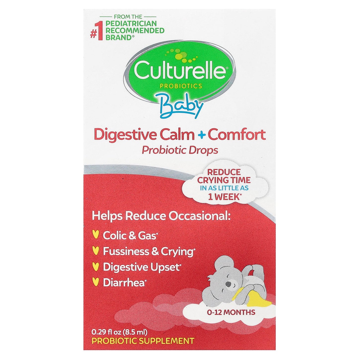 Culturelle, Baby Probiotics, Digestive Calm + Comfort Probiotic Drops, 0-12 Months, 0.29 fl oz (8.5 ml)