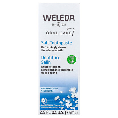 Weleda, Oral Care, Salt Toothpaste, Fluoride Free, Peppermint, 2.5 fl oz (75 ml)