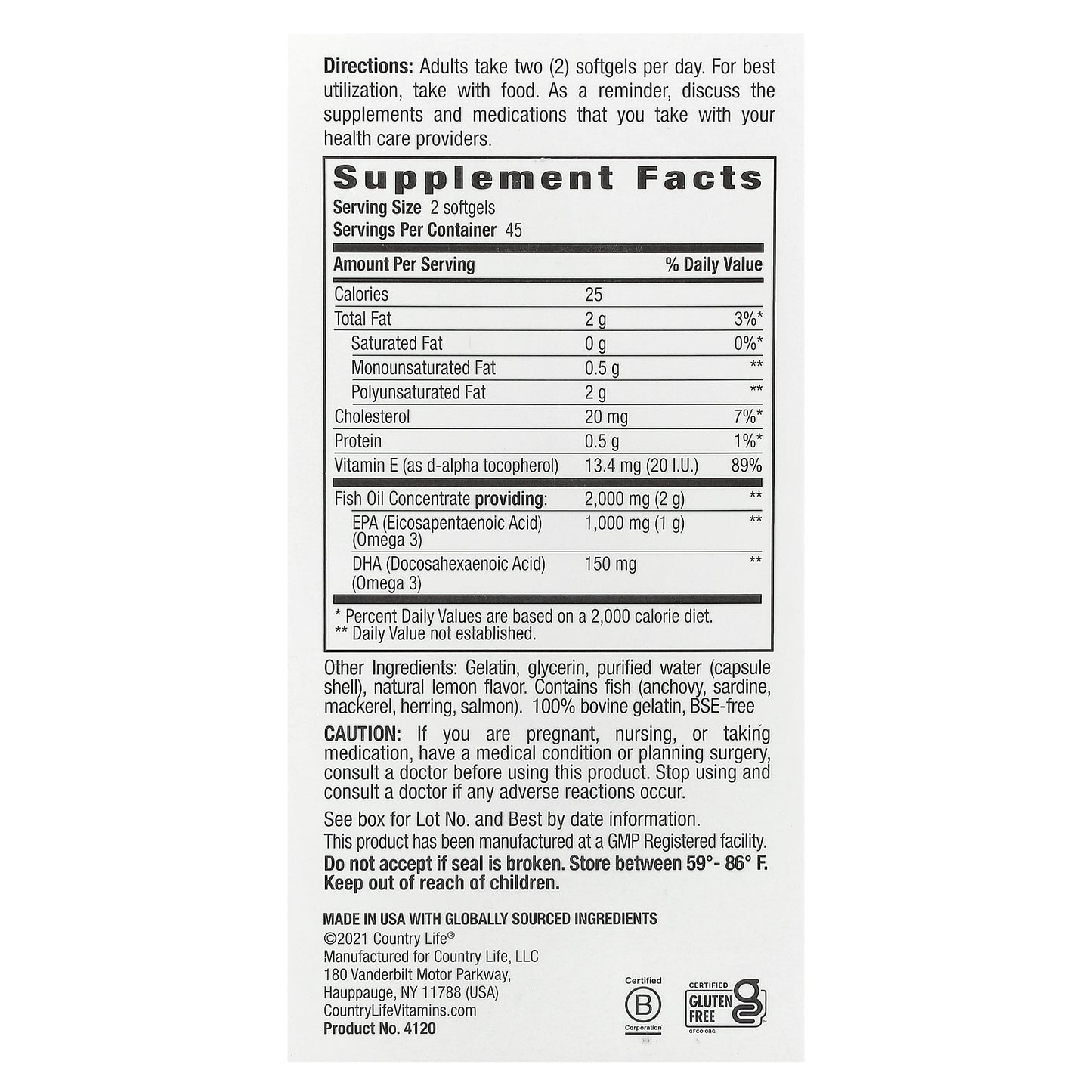 Country Life, Omega 3 Mood®, Natural Lemon, 90 Softgels