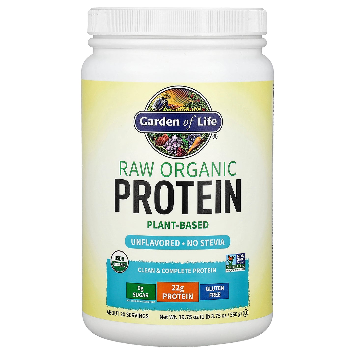 Garden of Life, RAW Organic Protein, Unflavored, 1 lb 3.75 oz (560 g)