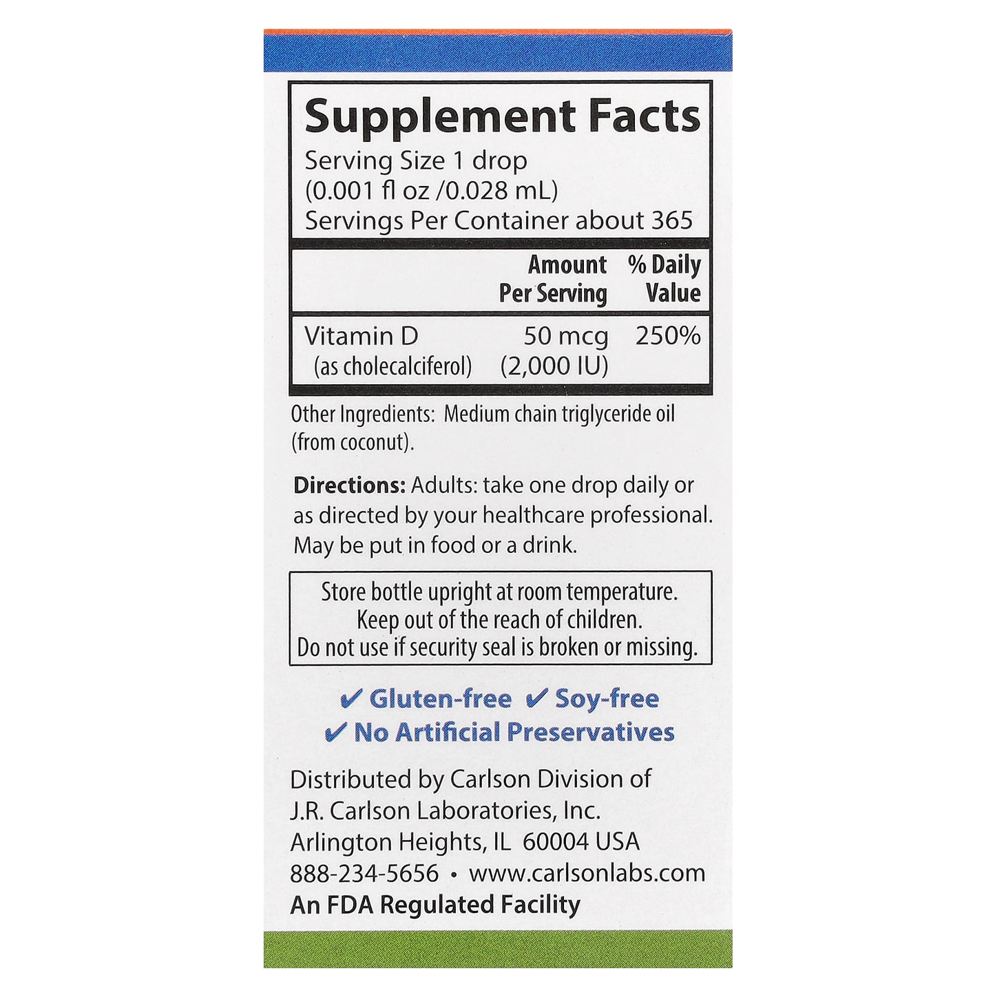 Carlson, Super Daily® D3, 50 mcg (2,000 IU), 0.35 fl oz (10.3 ml)