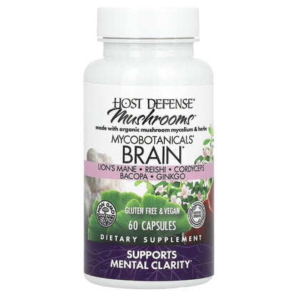 Host Defense, Mushrooms, MycoBotanicals, Brain, 60 Capsules