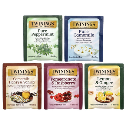 Twinings, Herbal Tea Variety Pack, Caffeine Free, 20 Tea Bags, 1.21 oz (34 g)
