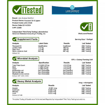 Lake Avenue Nutrition, Cold Pressed Flaxseed Oil with Lignans, 120 Veggie Softgels (1 g per Softgel)