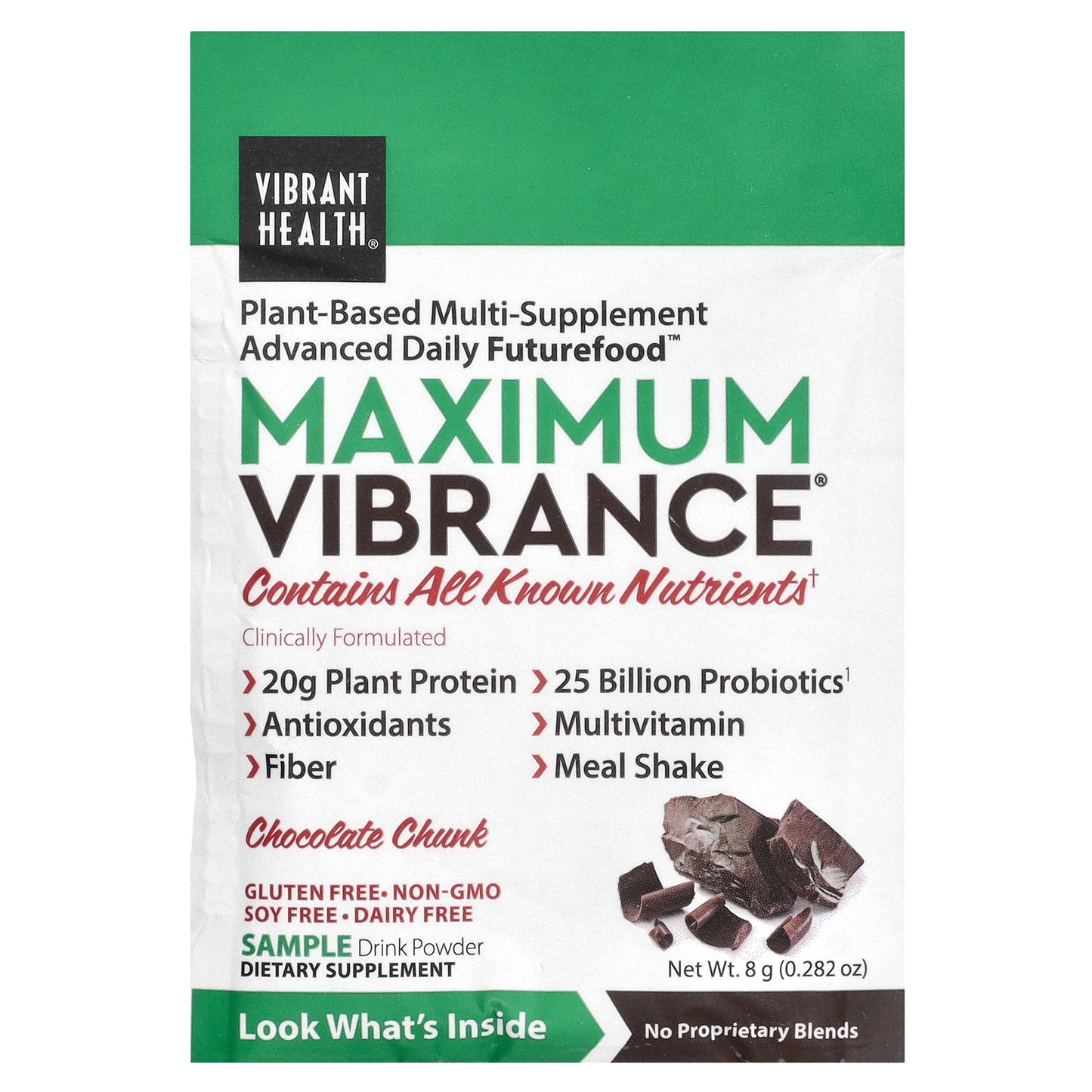 Vibrant Health, Green Vibrance® +25 Billion Probiotics, Version 21.0, 15 To Go Packets, 5.82 oz (165 g)