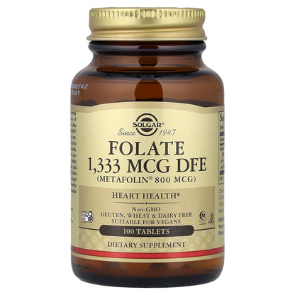 Solgar, Folate, 1,333 mcg DFE, 100 Tablets
