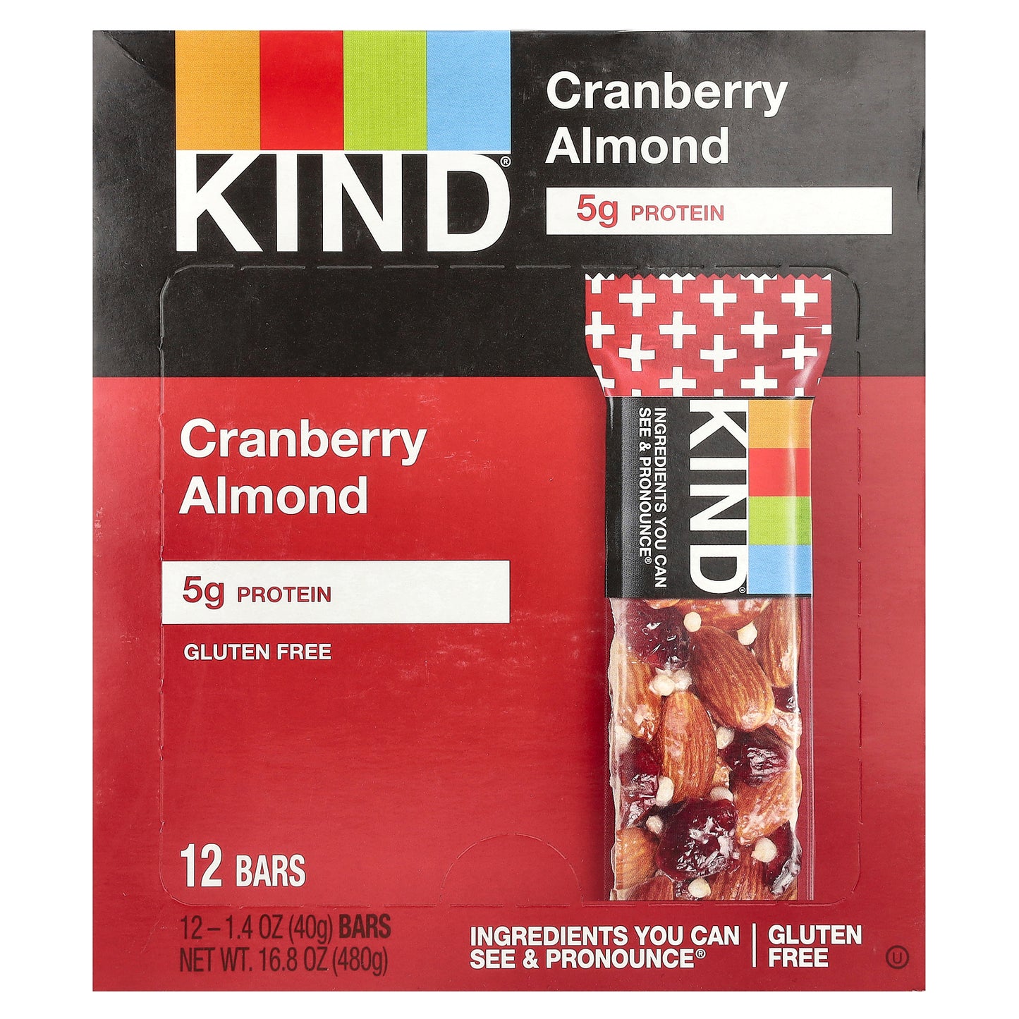 KIND Bars, Cranberry Almond, 12 Bars, 1.4 oz (40 g) Each