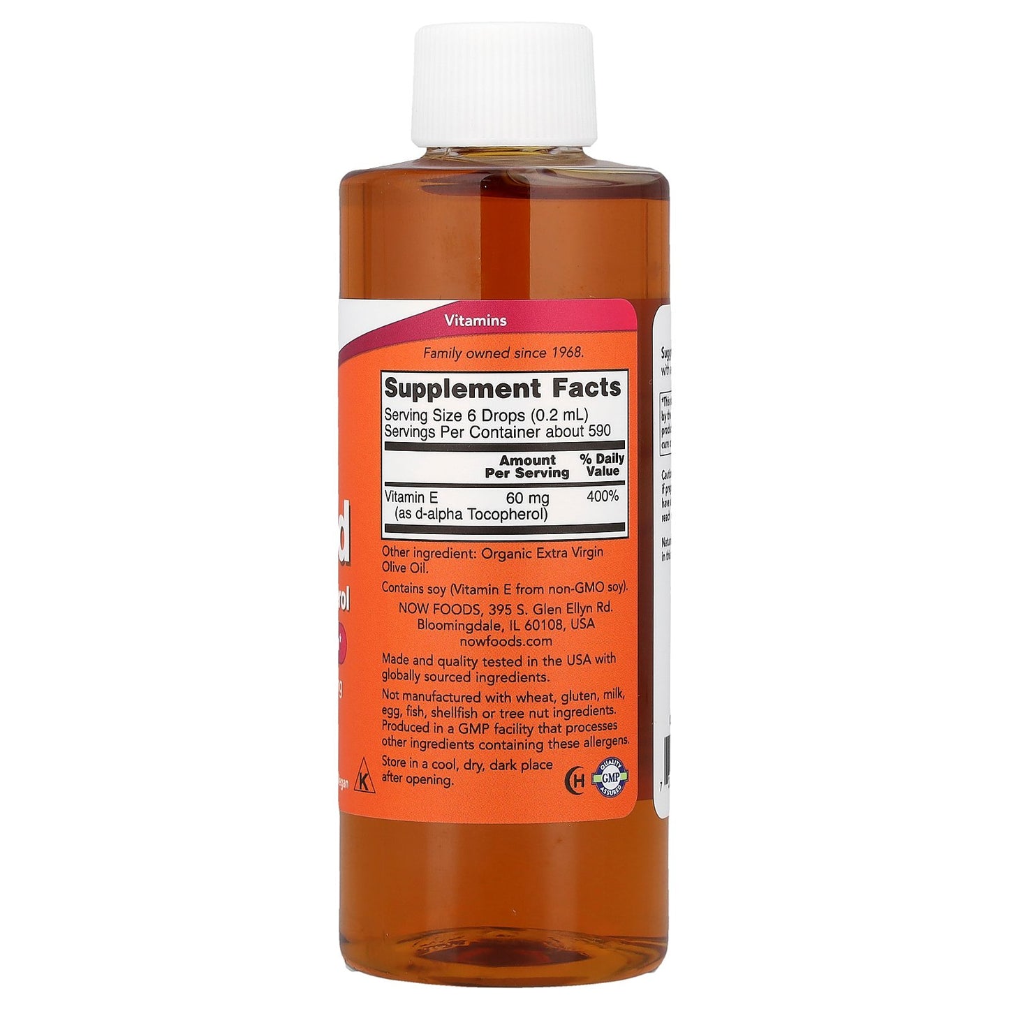 NOW Foods, Vitamin E Liquid, D-Alpha Tocopherol, 4 fl oz (118 ml)