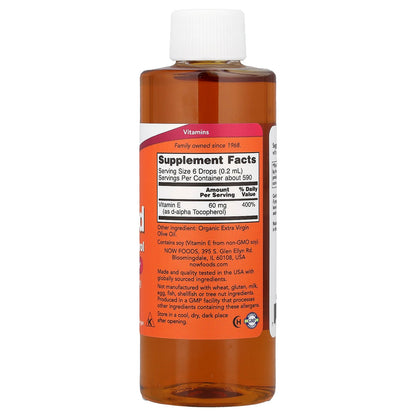 NOW Foods, Vitamin E Liquid, D-Alpha Tocopherol, 4 fl oz (118 ml)