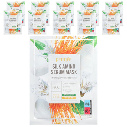 Petitfee, Silk Amino Serum Beauty Mask, 10 Sheets, 0.88 oz (25 g) Each