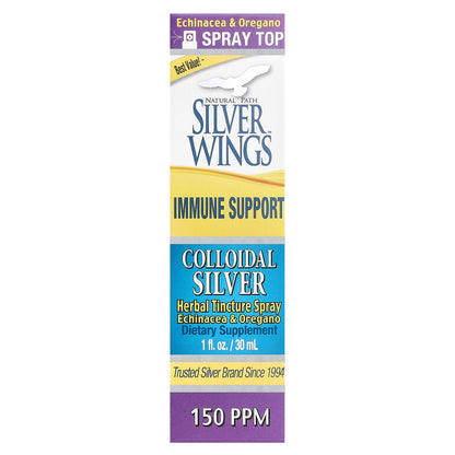 Natural Path Silver Wings, Colloidal Silver Herbal Tincture Spray, Echinacea & Oregano, 1 fl oz (30 ml)