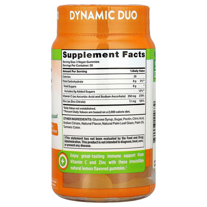 Nature's Truth, C + Zinc, Immune Support Gummies, Natural Lemon, 60 Vegan Gummies