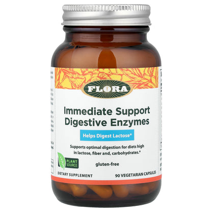 Flora, Immediate Support Digestive Enzymes, 90 Vegetarian Capsules
