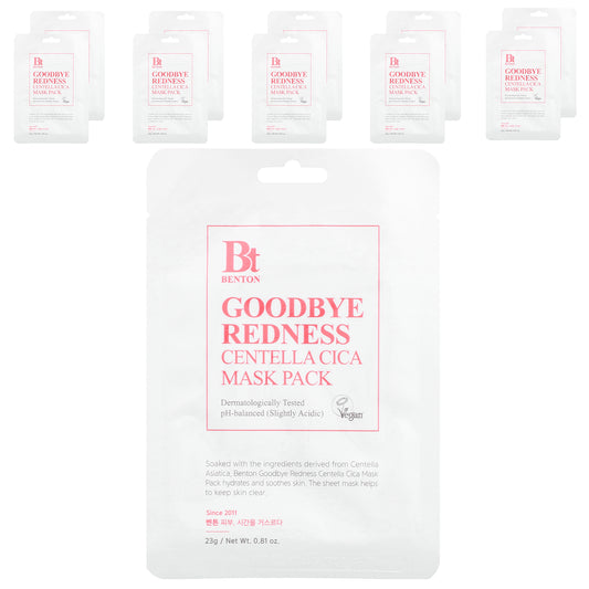 Benton, Goodbye Redness Centella Cica Beauty Mask Pack, 10 Sheets, 0.81 oz (23 g) Each