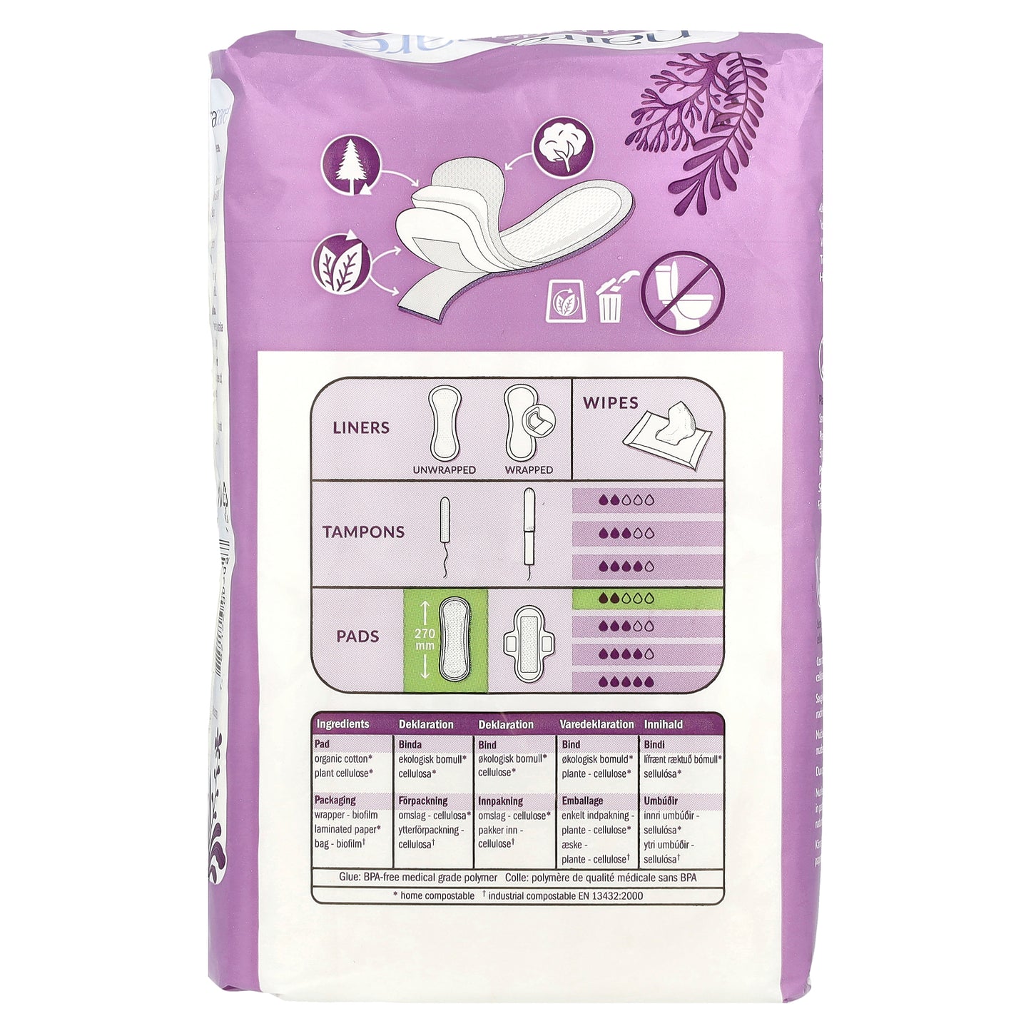 Natracare, Maxi Pads, Organic Cotton Cover, Regular, 14 Pads