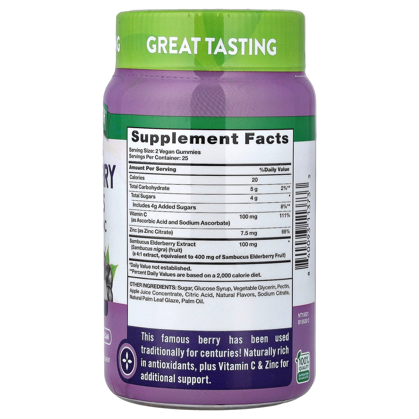 Nature's Truth, Sambucus Elderberry + Vitamin C, Zinc Gummies, Delicious Berry, 50 Gummies