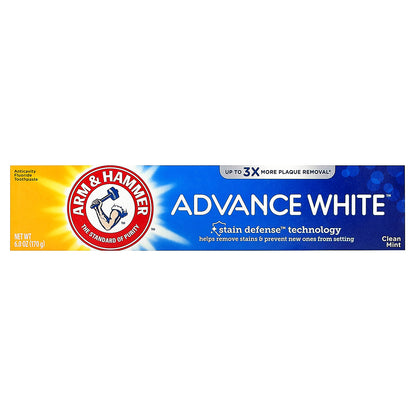 Arm & Hammer, Advance White™, Anticavity Fluoride Toothpaste, Clean Mint, 6 oz (170 g)